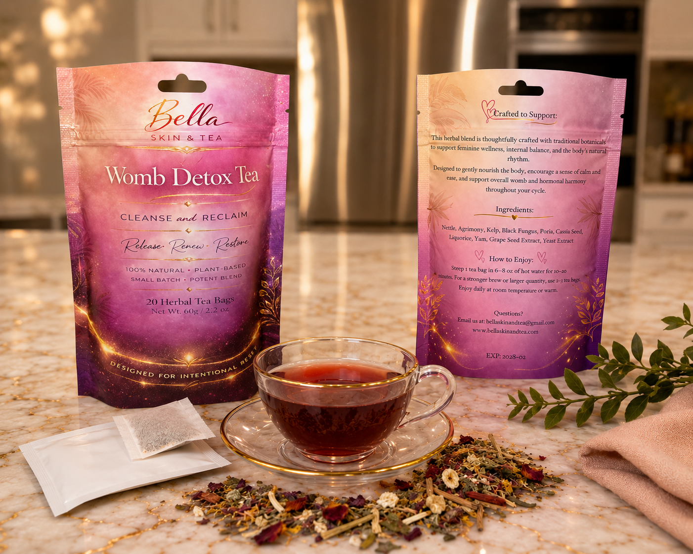 20 Tea bags - Womb Cleanse Tea - Natural Healing - Female Support - Womb Detox